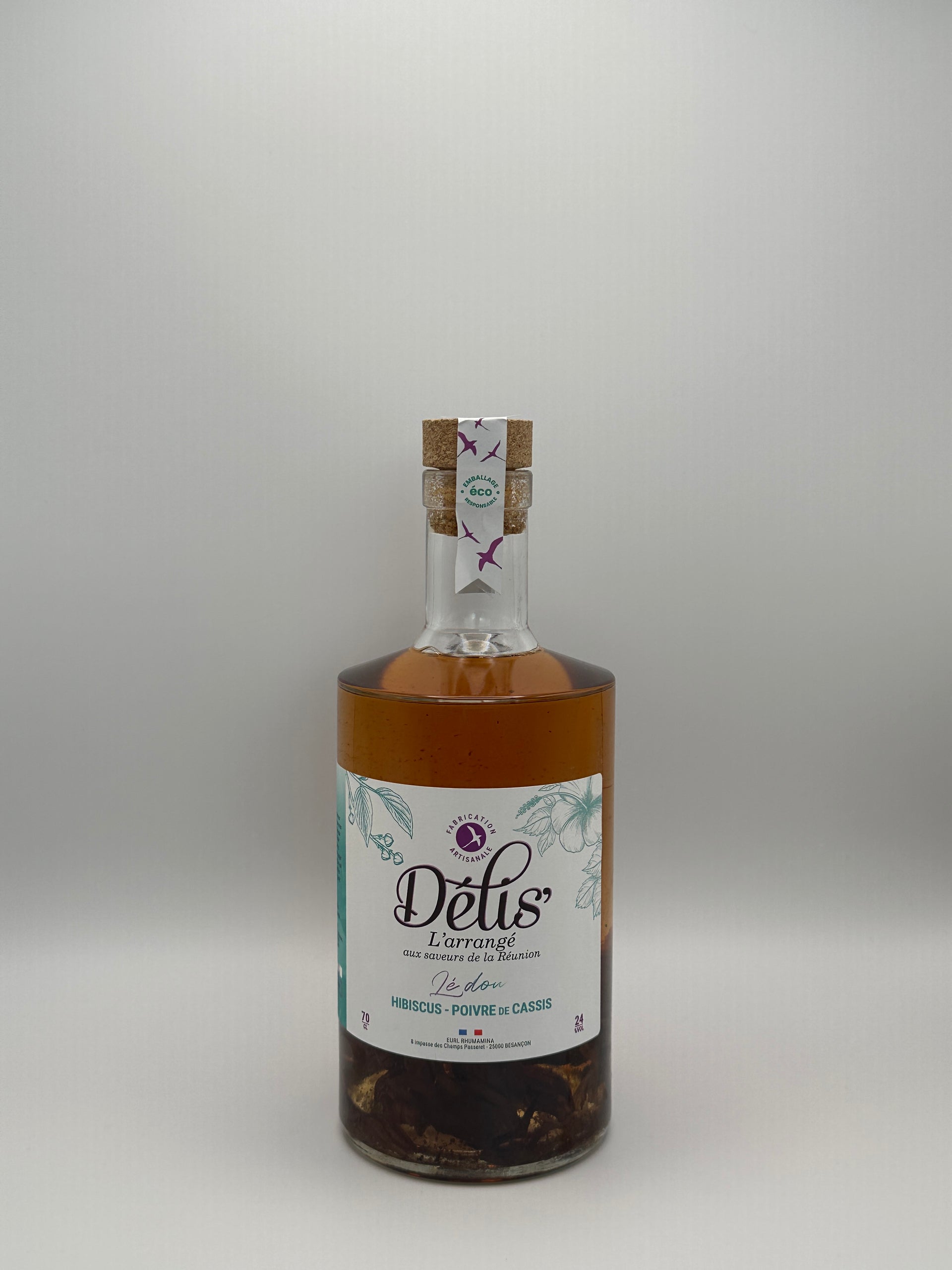 Rhum arrangé "Hibiscus - Poivre de Cassis" - Délis' - 70cl